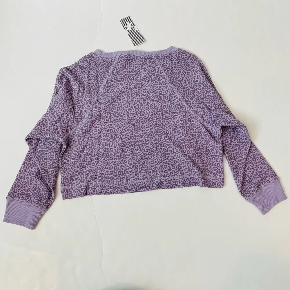 NWT Splendid Size 7 Cropped Twinkle Leopard Top in Purple